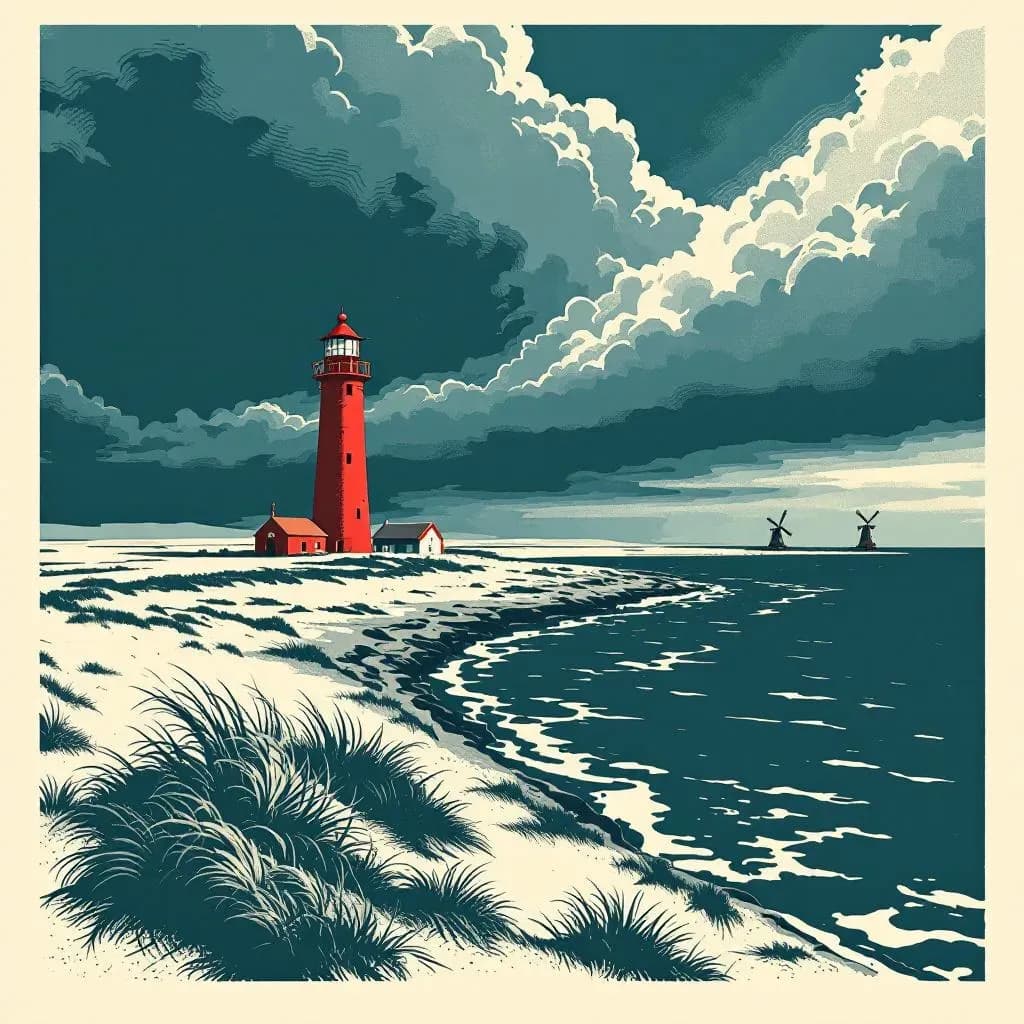 Danmark — linocut illustration