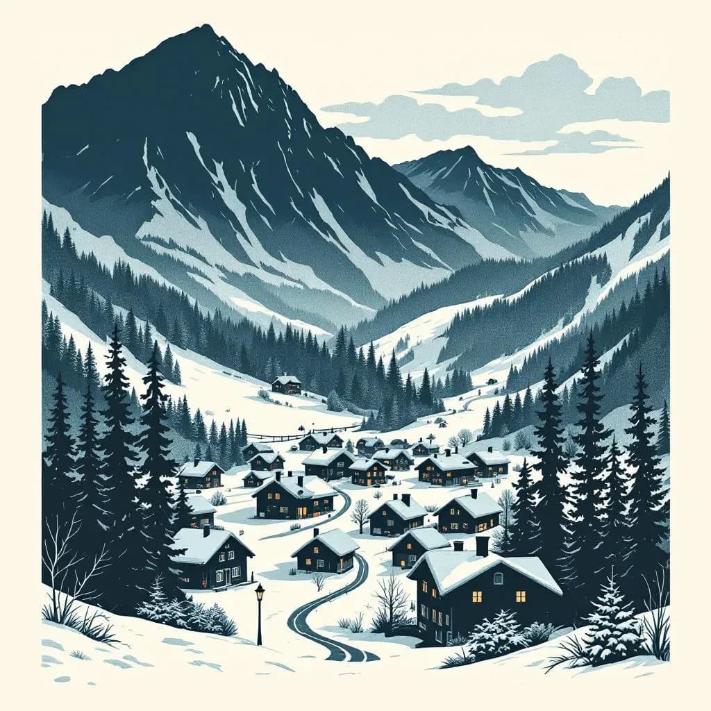 Østrig — linocut illustration