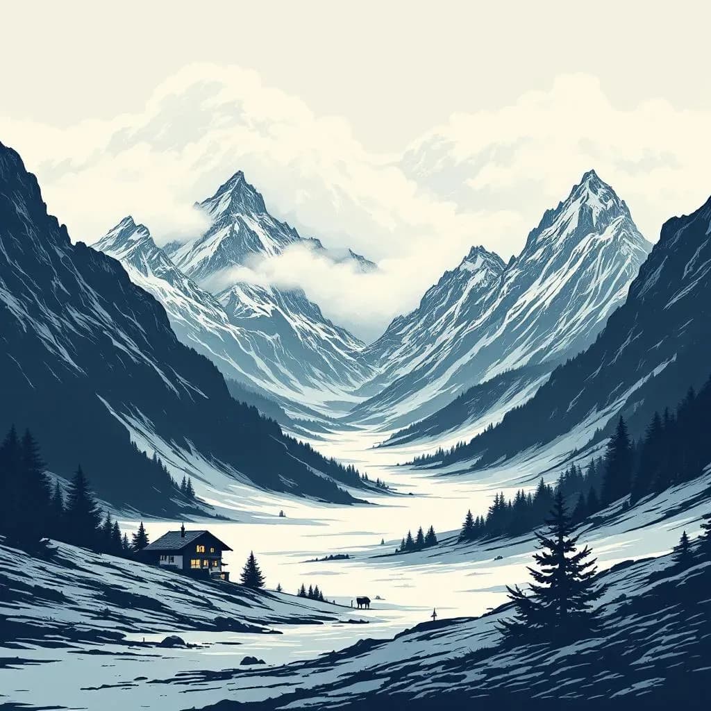 Schweiz — linocut illustration