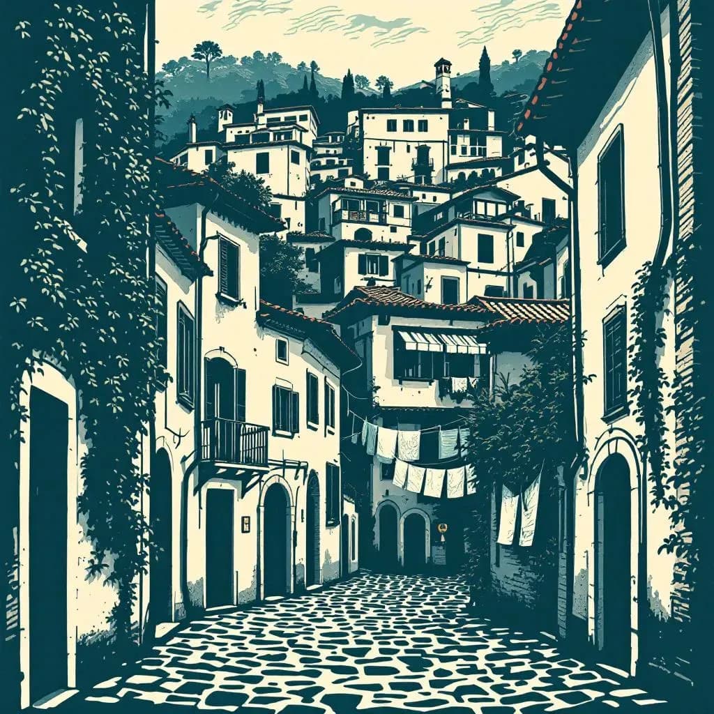 Italien — linocut illustration