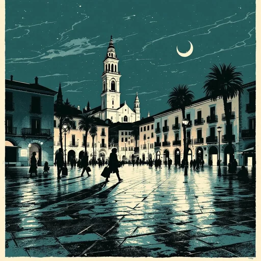 Spanien — linocut illustration