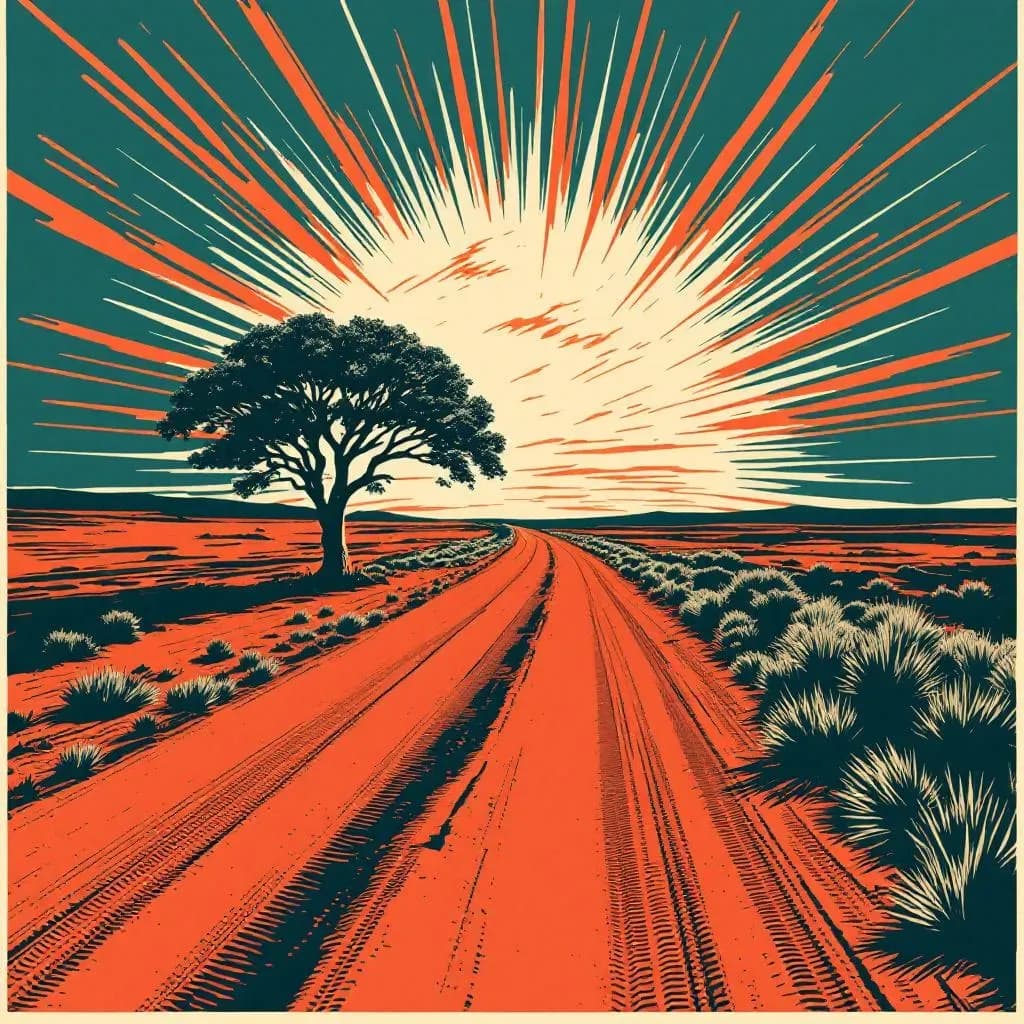 Australien — linocut illustration