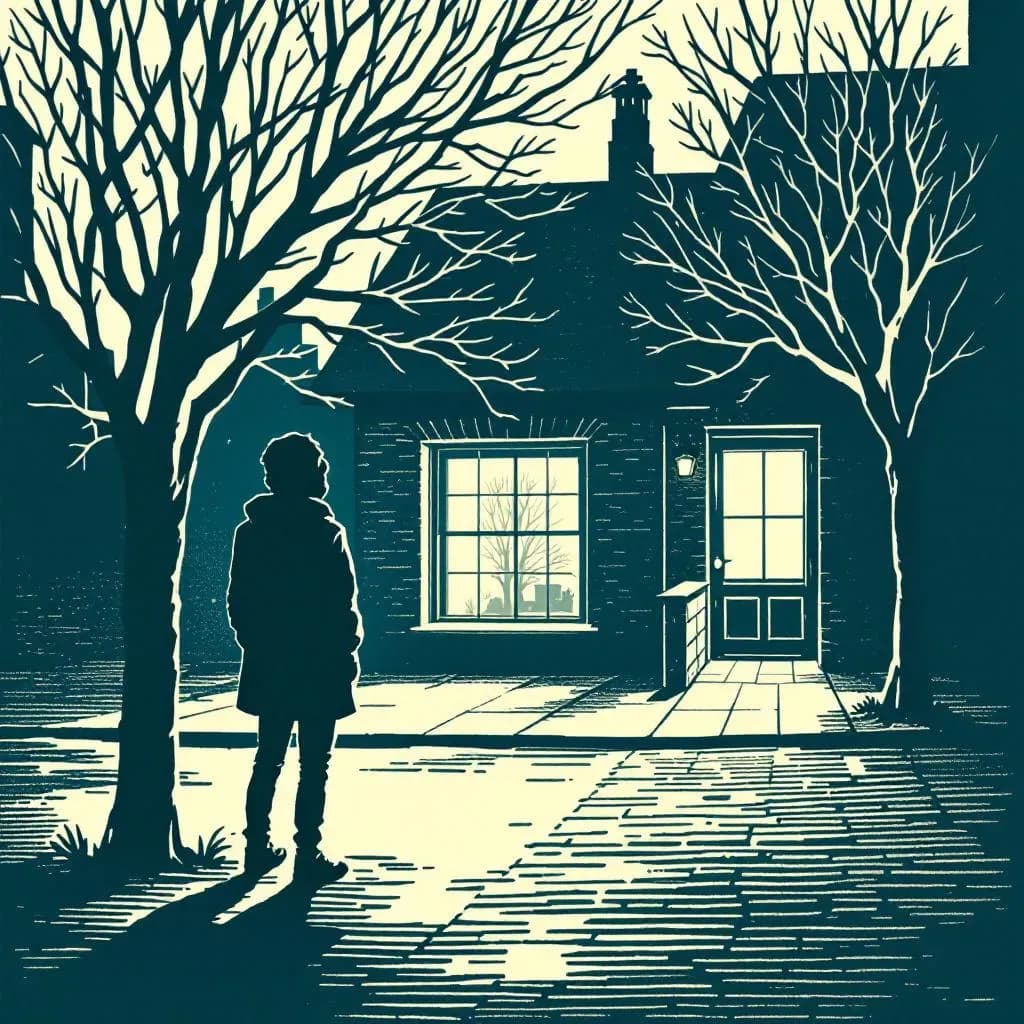 Stalking — linocut illustration