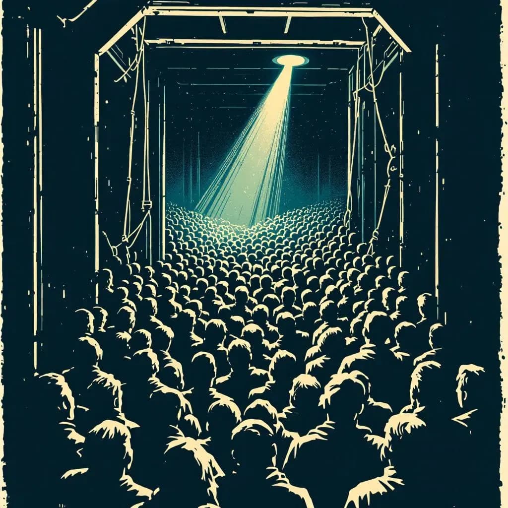 Menneskesmugling — linocut illustration