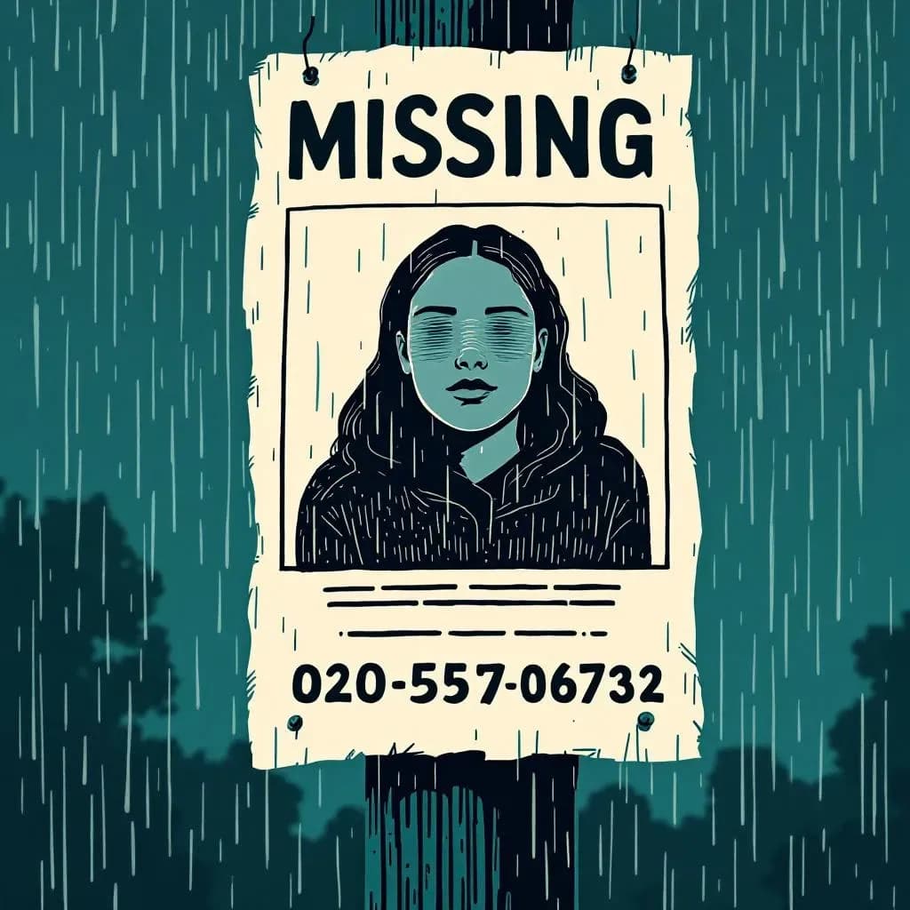 Forsvundet — linocut illustration