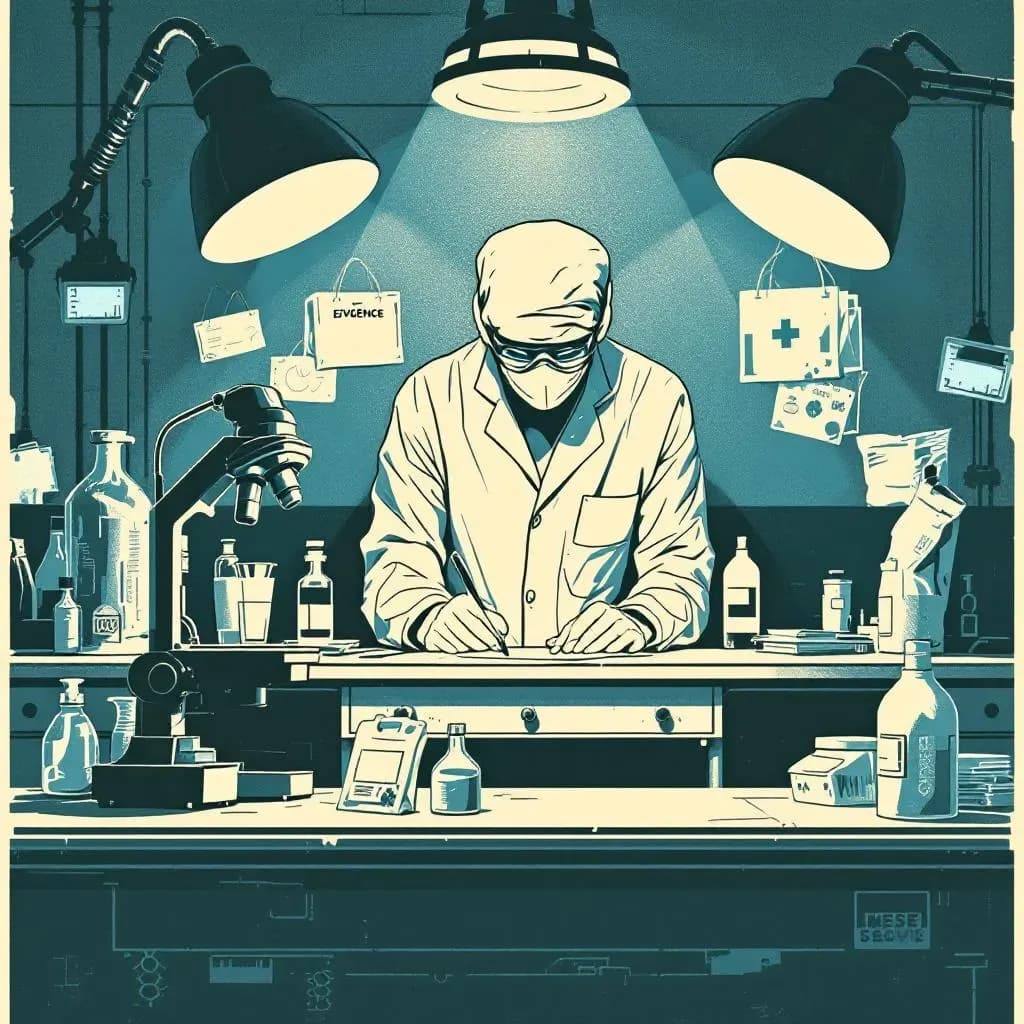 Retsmedicin — linocut illustration