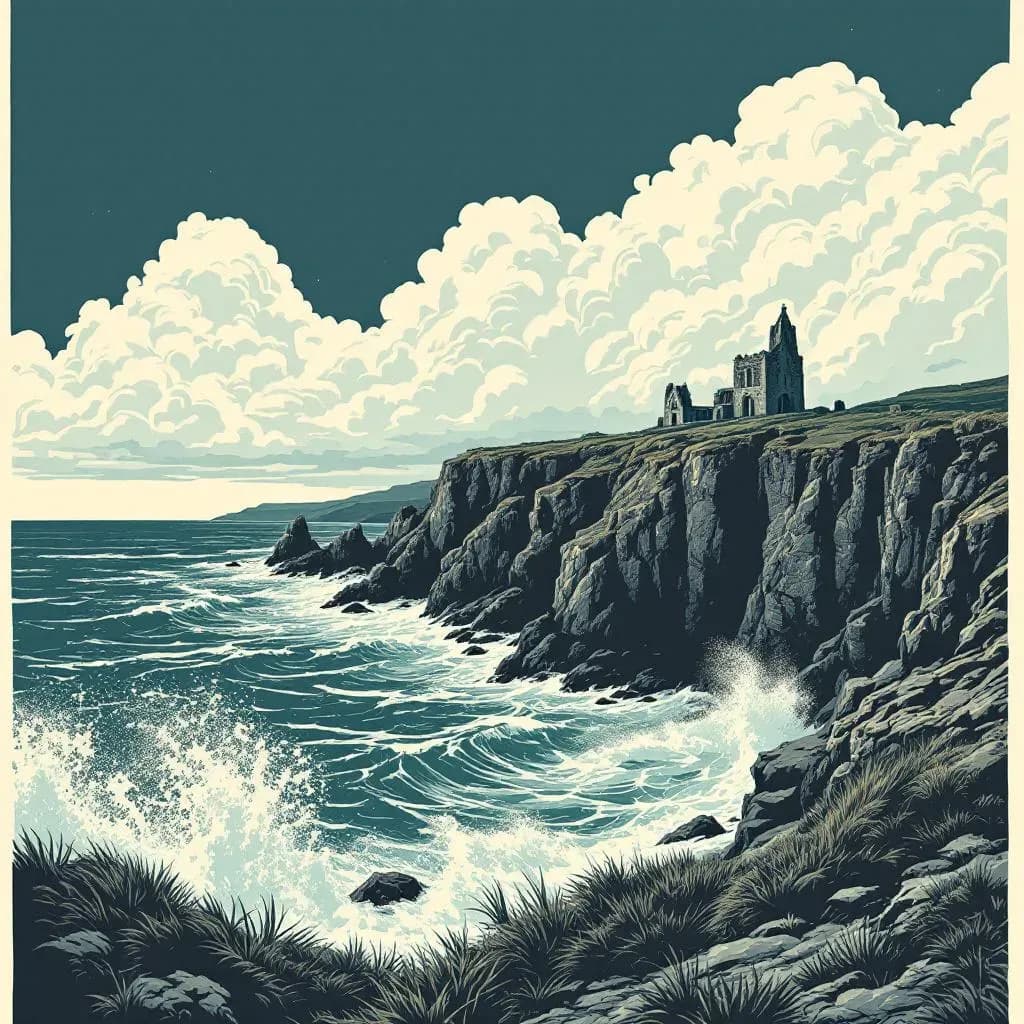 Irland — linocut illustration