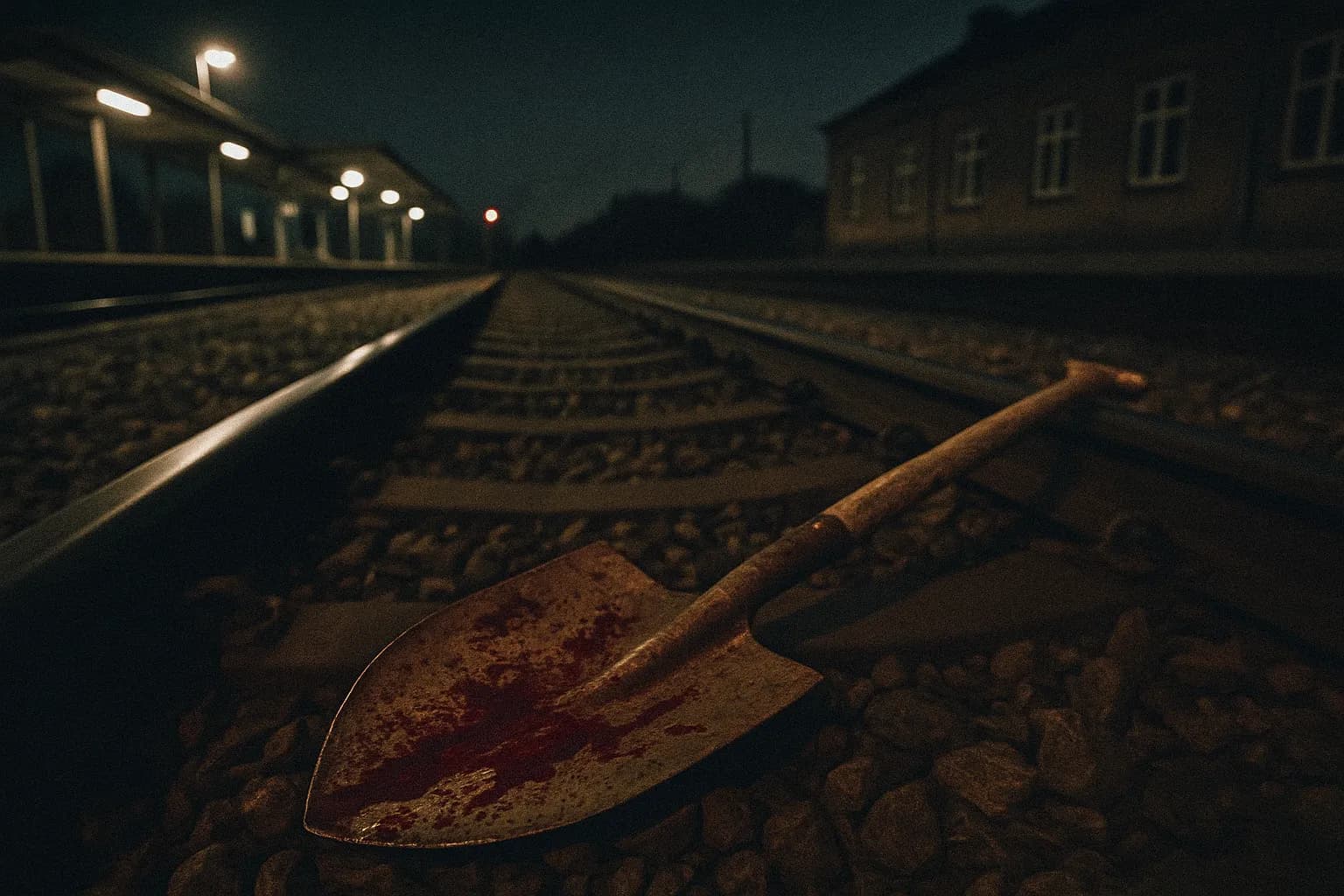 En blodig spade ligger forladt på skinnerne på Bramminge Station, elementer af et voldeligt røveri, der er uopklaret siden 1906, den hårrejsende stilhed omkring den ekkoet af et hundrede år gammelt mysterium