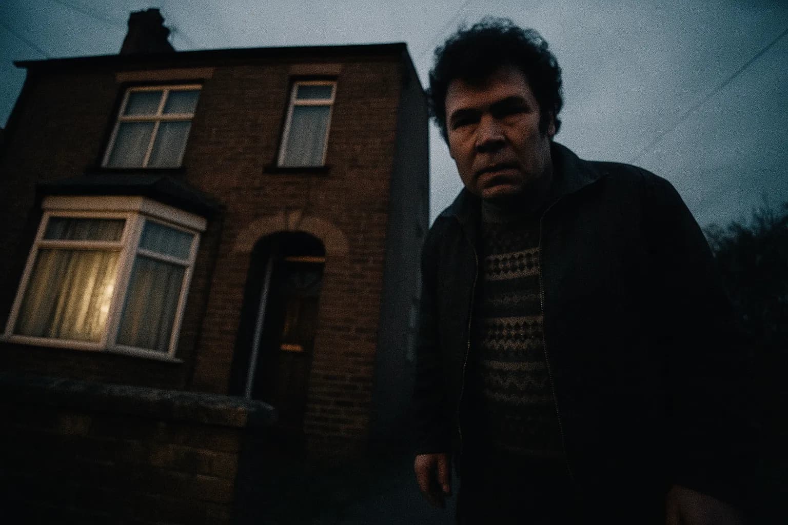 En skikkelse, der ligner Fred West, står i forhaven på 25 Cromwell Street, en dyster følelse af hemmelighedsomgærdelse omgiver det engang berygtede hjem, der blev kaldt 'Rædslernes Hus.'