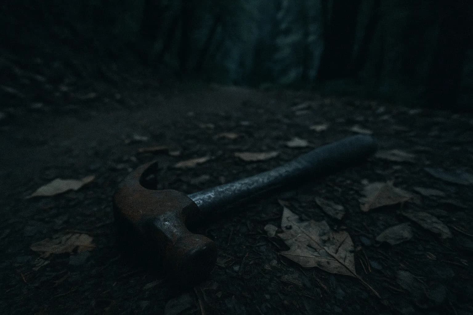 En rusten hammer ligger på en skovsti nær Feather Falls, omgivet af spredte blade, der antyder nye beviser i de uopklarede Keddie-mord.