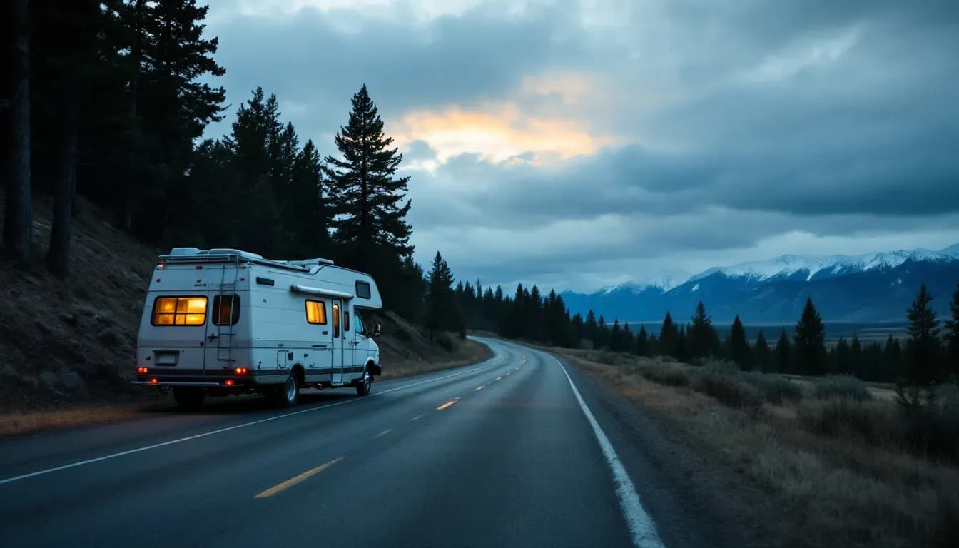 Campervan på øde vej i Wyoming, Gabby Petito-sagen, 2021