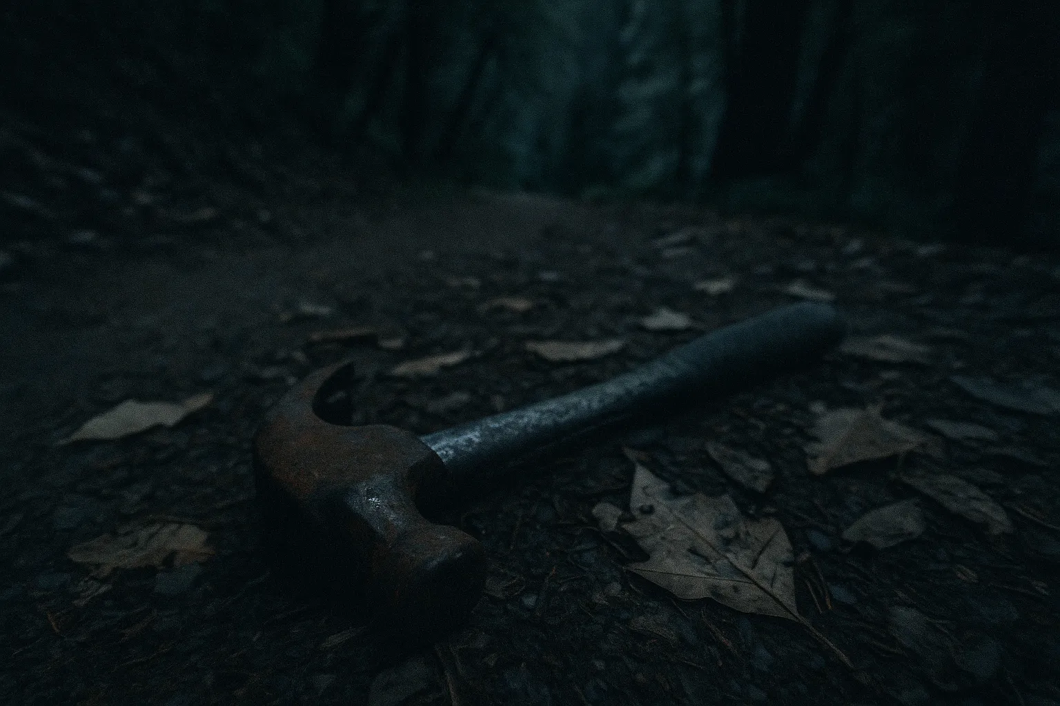 En rusten hammer ligger på en skovsti nær Feather Falls, omgivet af spredte blade, der antyder nye beviser i de uopklarede Keddie-mord.