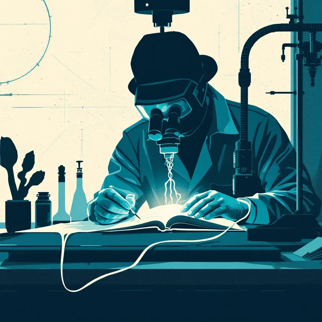 Microscopic examination of a hair strand with DNA analysis equipment in a forensic lab, symbolizing the investigation of a crime scene where hair evidence links a suspect to the crime.