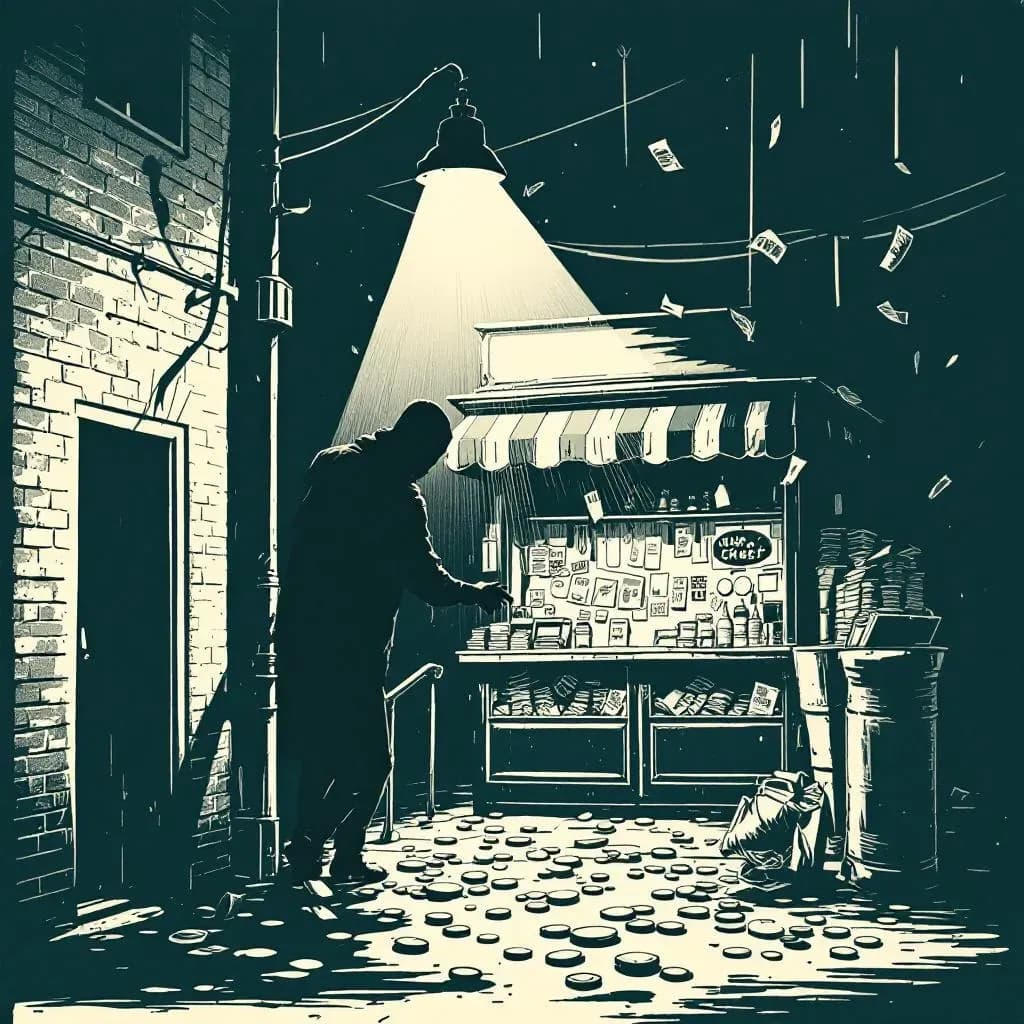 Røveri mod Marie Nielsens kiosk i Valby — Krimidex illustration