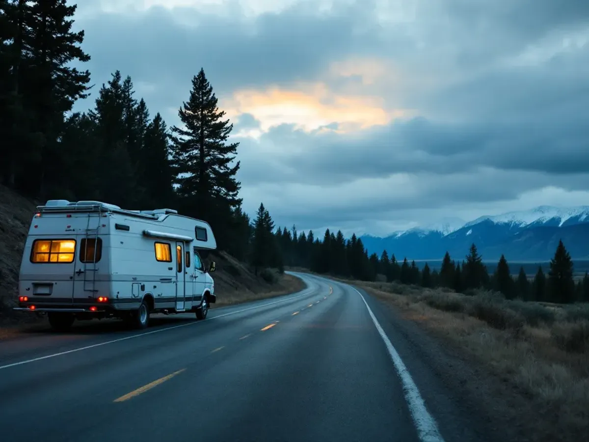 Campervan på øde vej i Wyoming, Gabby Petito-sagen, 2021