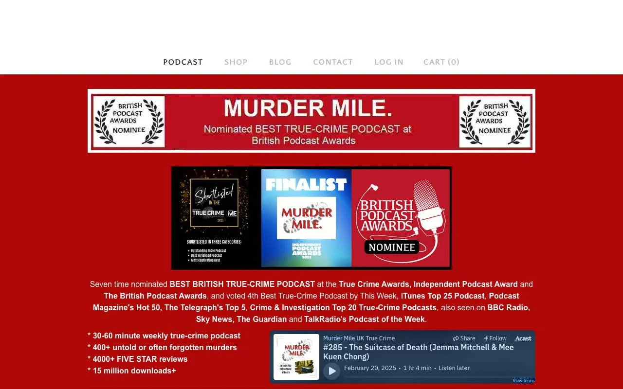Murder Mile — website screenshot