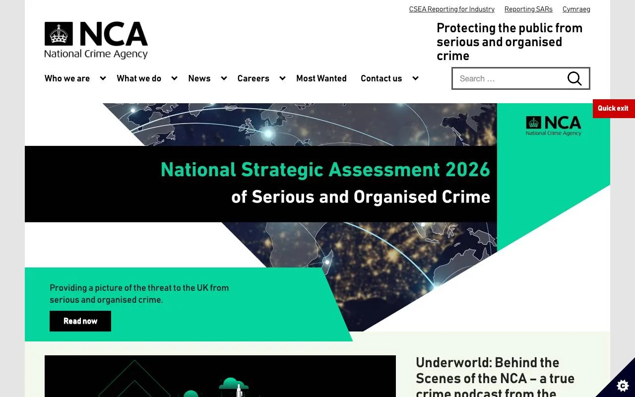 National Crime Agency — website screenshot