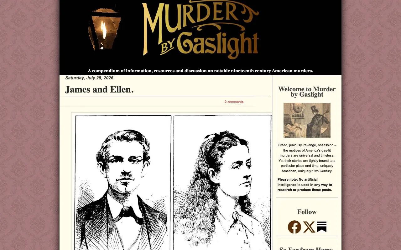 Murder by Gaslight — website screenshot