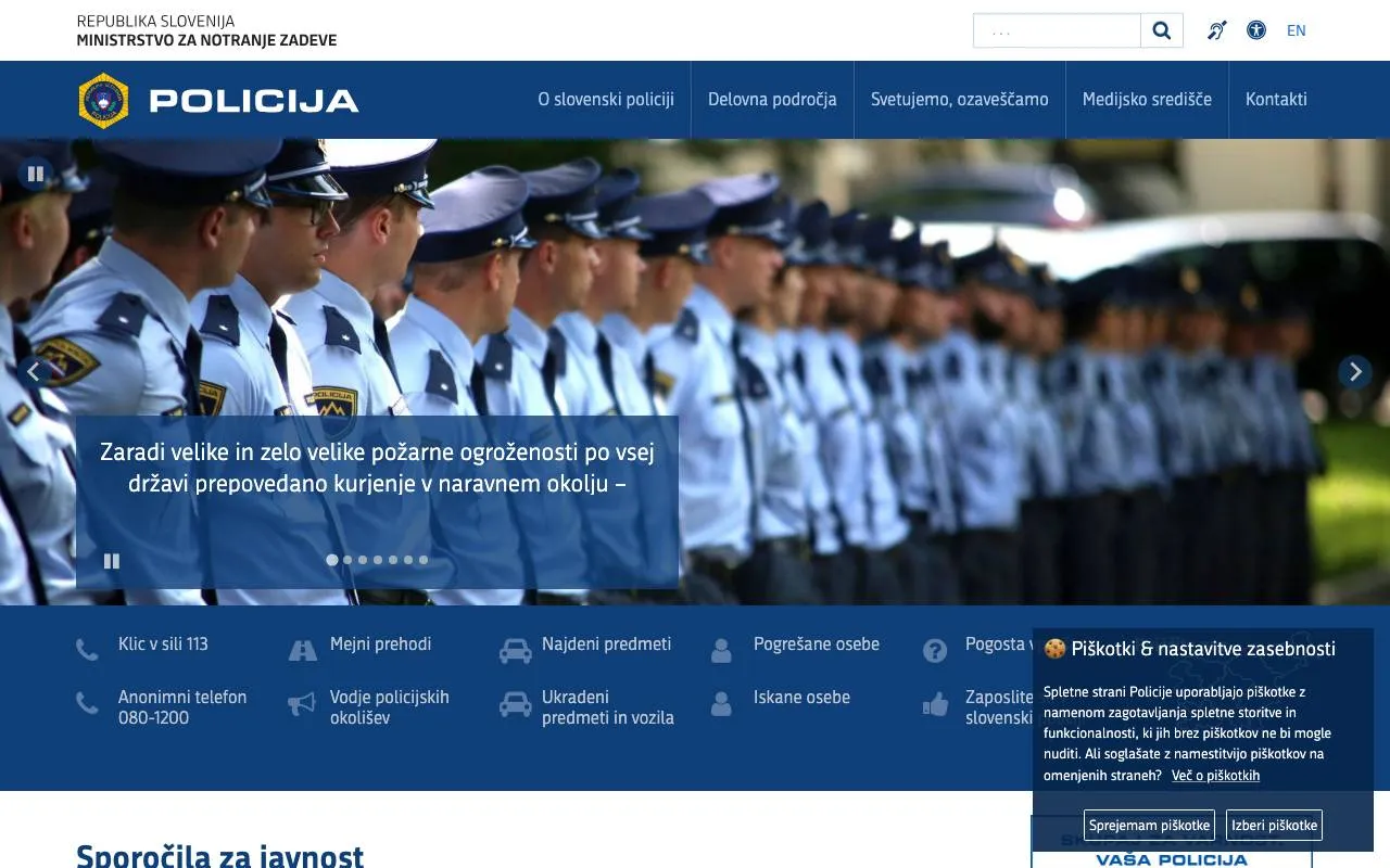 Slovenska Policija — website screenshot