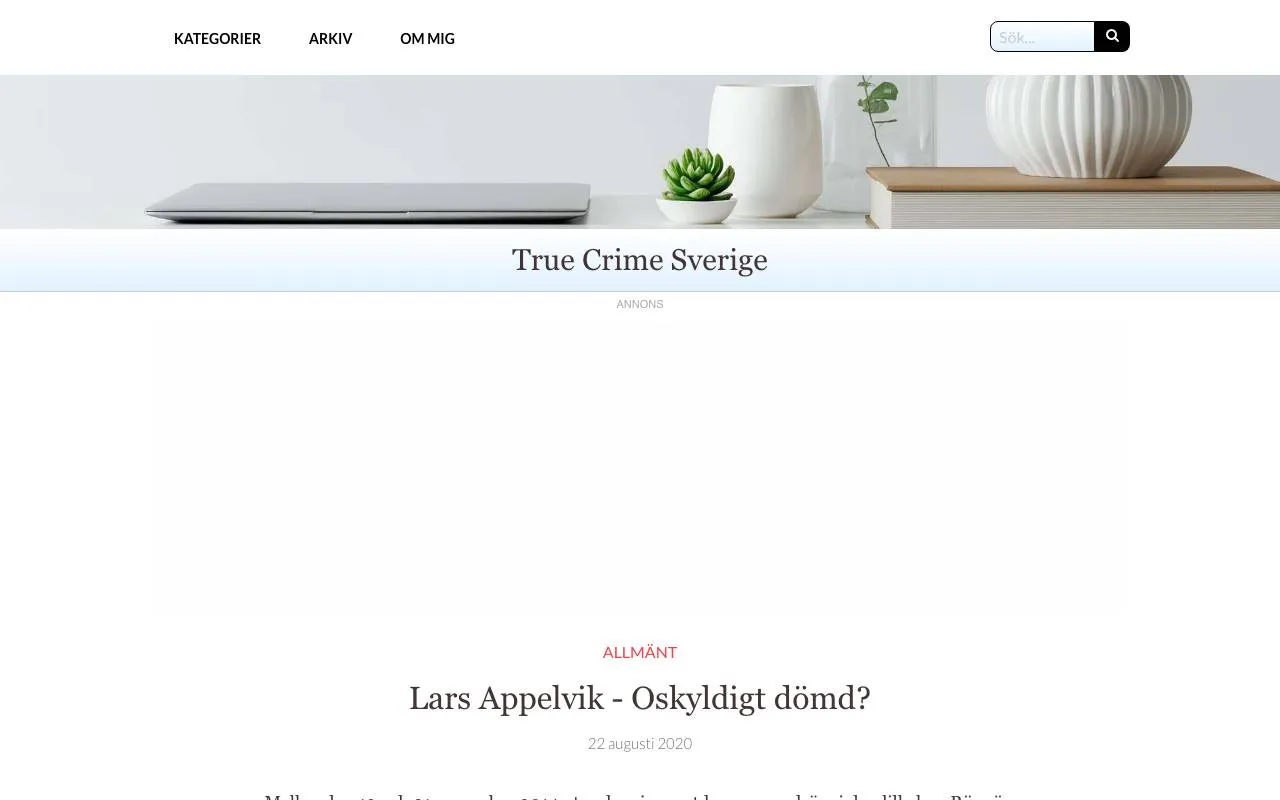 True Crime Sverige — website screenshot