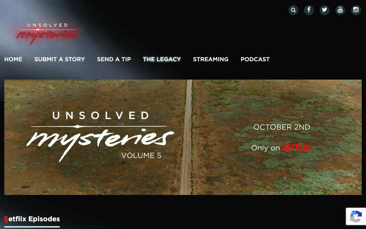 Unsolved.com (Unsolved Mysteries) — website screenshot
