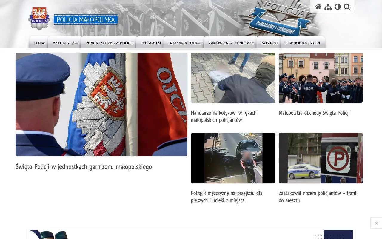 Policja Małopolska — website screenshot
