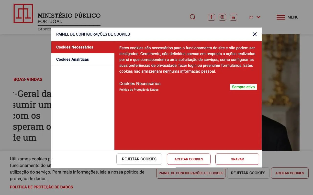 Portal do Ministério Público — website screenshot