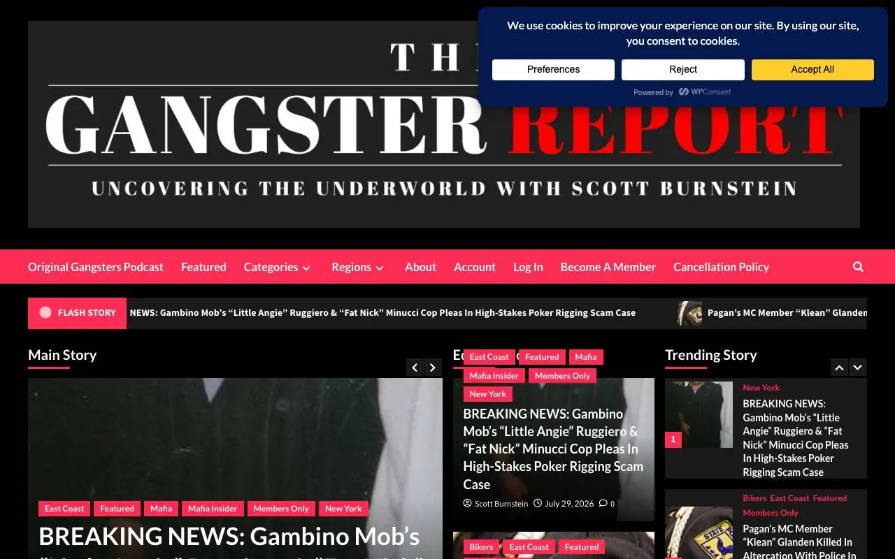 The Gangster Report — website screenshot