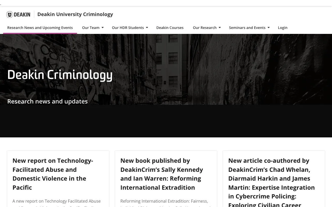 Deakin University Criminology — website screenshot