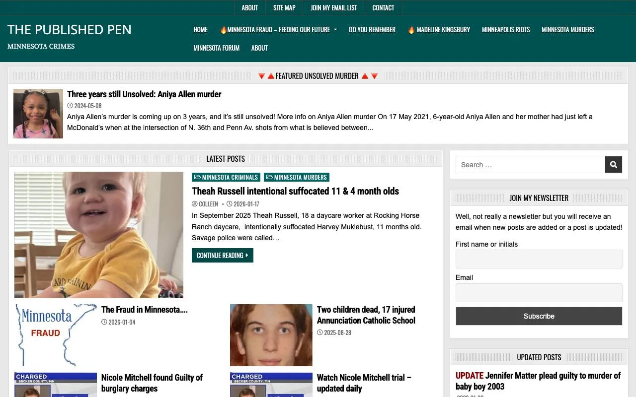 The Published Pen — website screenshot