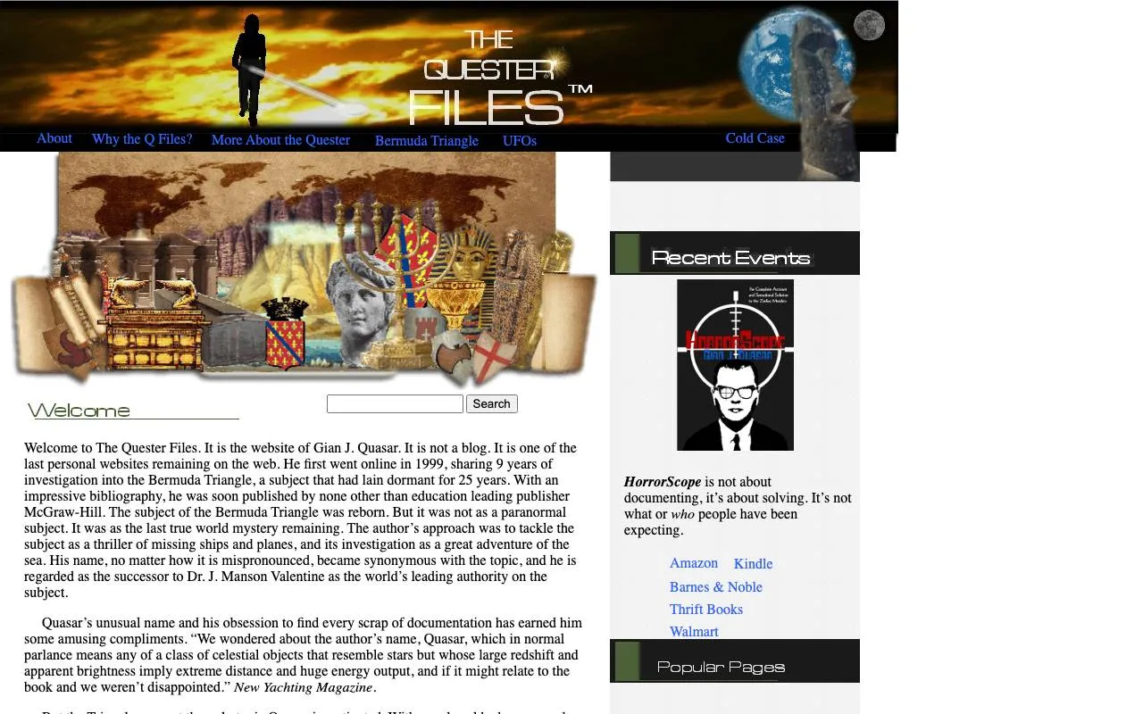 The Quester Files — website screenshot