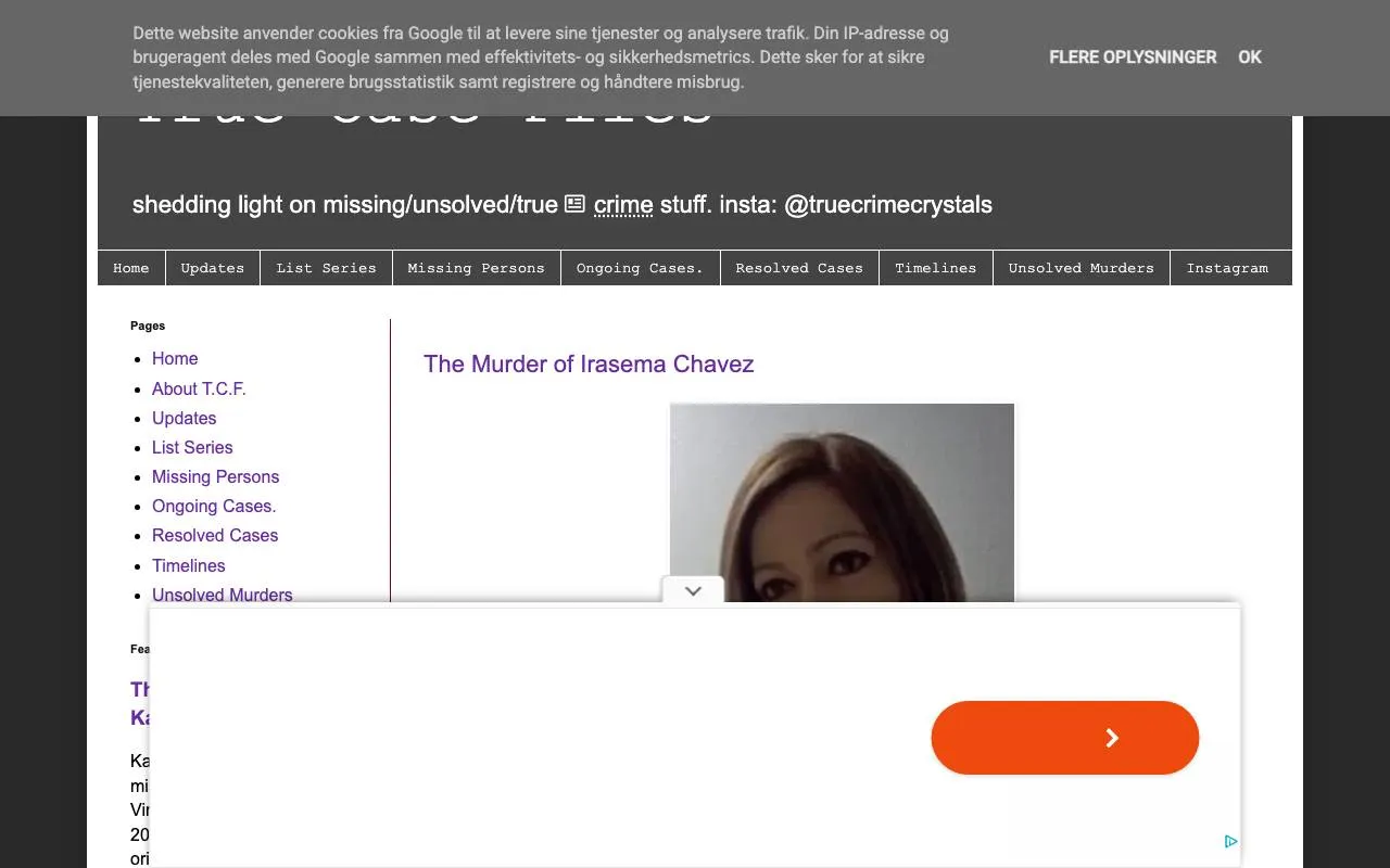 True Case Files — website screenshot