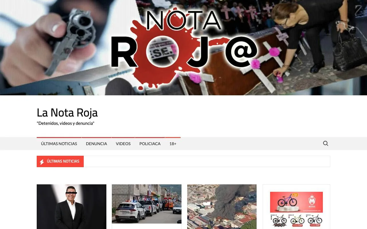 La Nota Roja — website screenshot