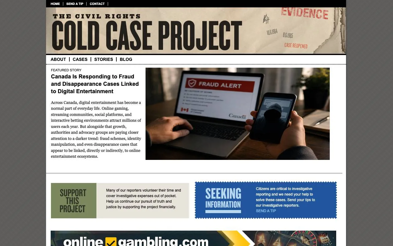 ColdCases.org — website screenshot